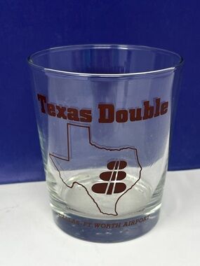 Texas Double Glass Souvenir Dallas Fortworth Airport 1970’s Vintage